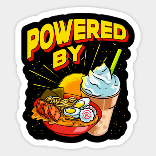 Powered By Ramen & Bubble Tea Anime Kawaii Boba Sticker